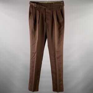 LARDINI Size 31 Brown Herringbone Wool Silk Pants
